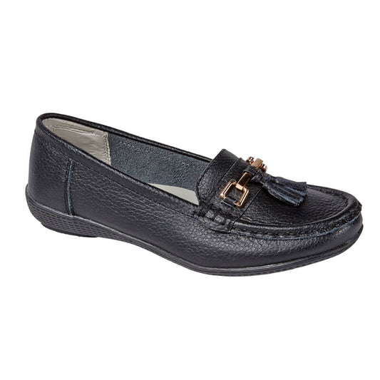 Nautical Leather Loafer Black