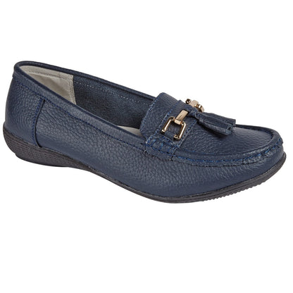 Nautical Leather Loafer Navy