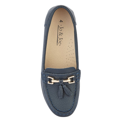 Nautical Leather Loafer Navy